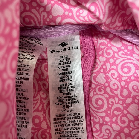 RARE DCL Disney Pink Sequin Backpack with Ears and Bibbidi Bobbidi Boutique sash main image 6
